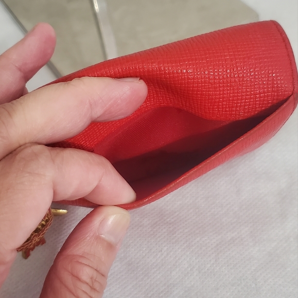 MCM Red Leather Studded Logo Motifs Trifold Wallet w/ Charms - Picture 8 of 16